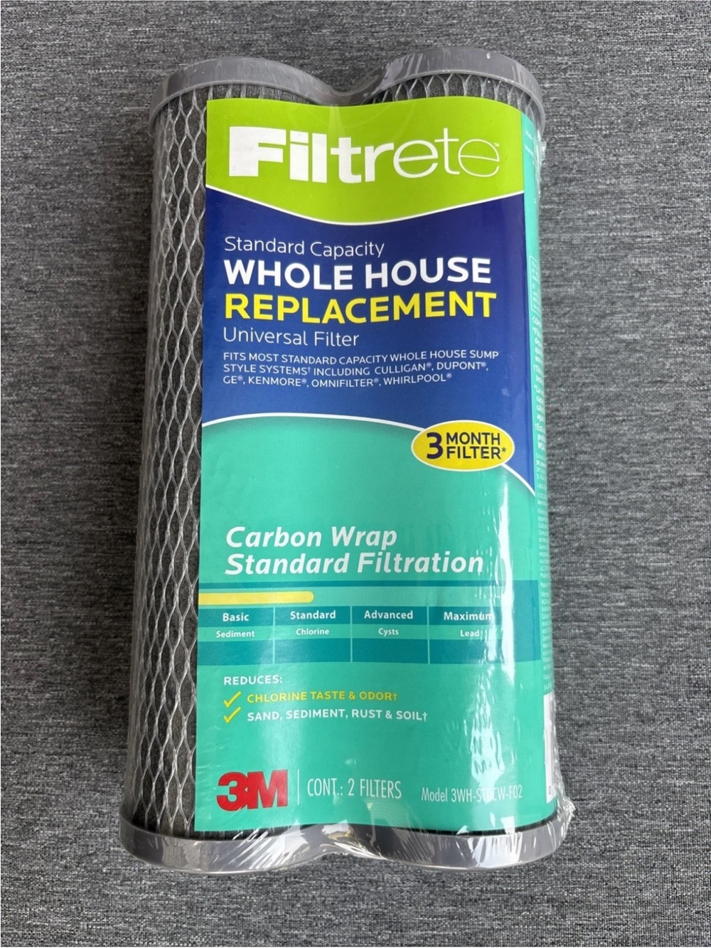 NWT 3M Filtrete (2 Pack) 3WH-STDCW-F02 5 Micron Standard Capacity Water Filter